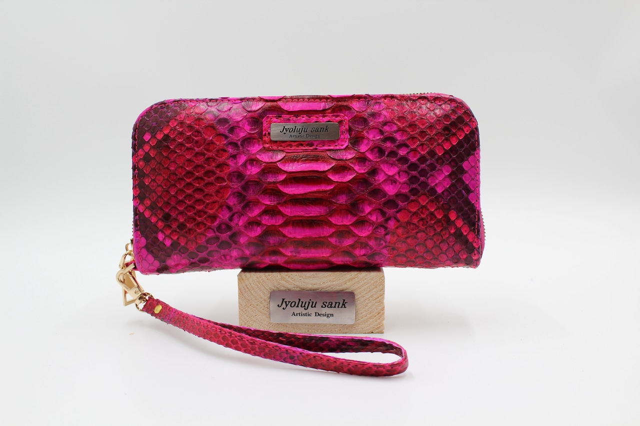 handle walletピンク/python 100%